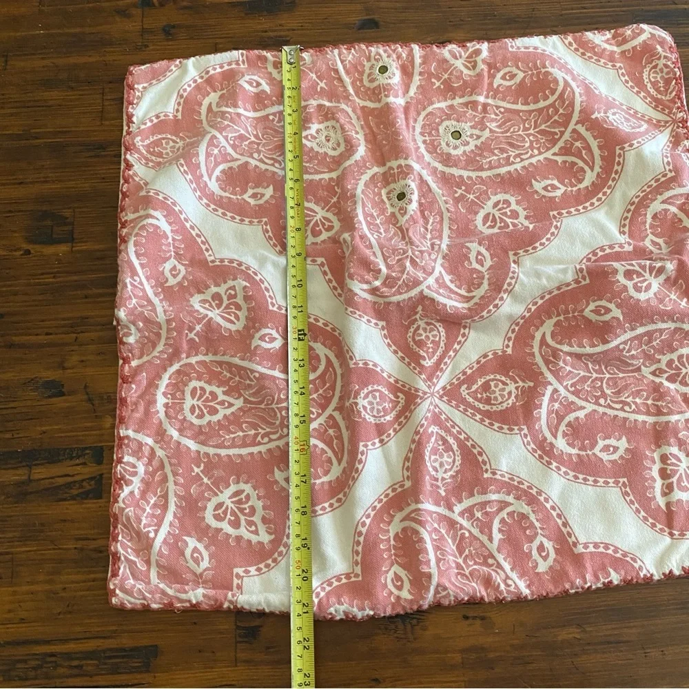 Pottery Barn Paisley Floral Sequin Pillow Sham Boho 21” X 22.5” Dusty Pink Coral